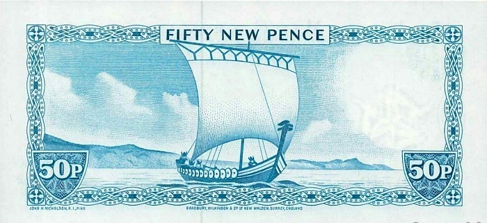 Rear image: Norse Viking long boat.